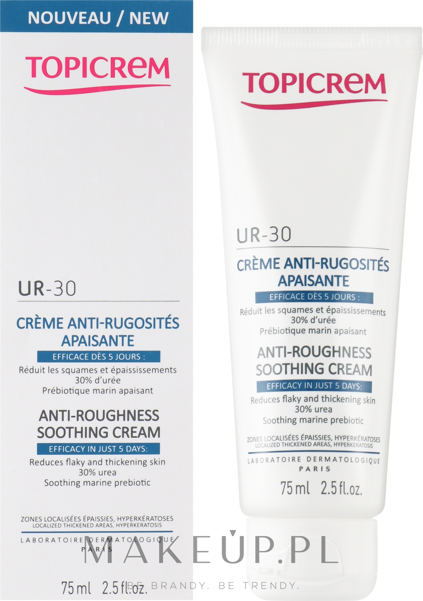 Krem kojący przeciw szorstkości skóry - Topicrem UR-30 Anti-Roughness Soothing Cream — Zdjęcie 75 ml