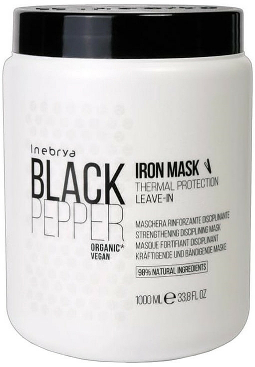 Termoochronna maska do włosów suchych z czarnym pieprzem - Inebrya Black Pepper Iron Mask — Zdjęcie N3