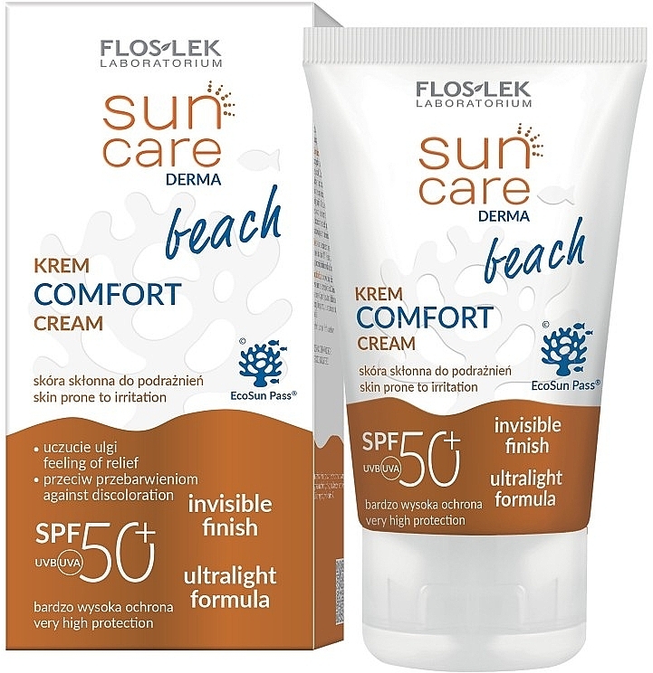 Baza pod makijaż z filtrem przeciwsłonecznym - Floslek Sun Care Derma Comfort Cream SPF 50 — Zdjęcie N1