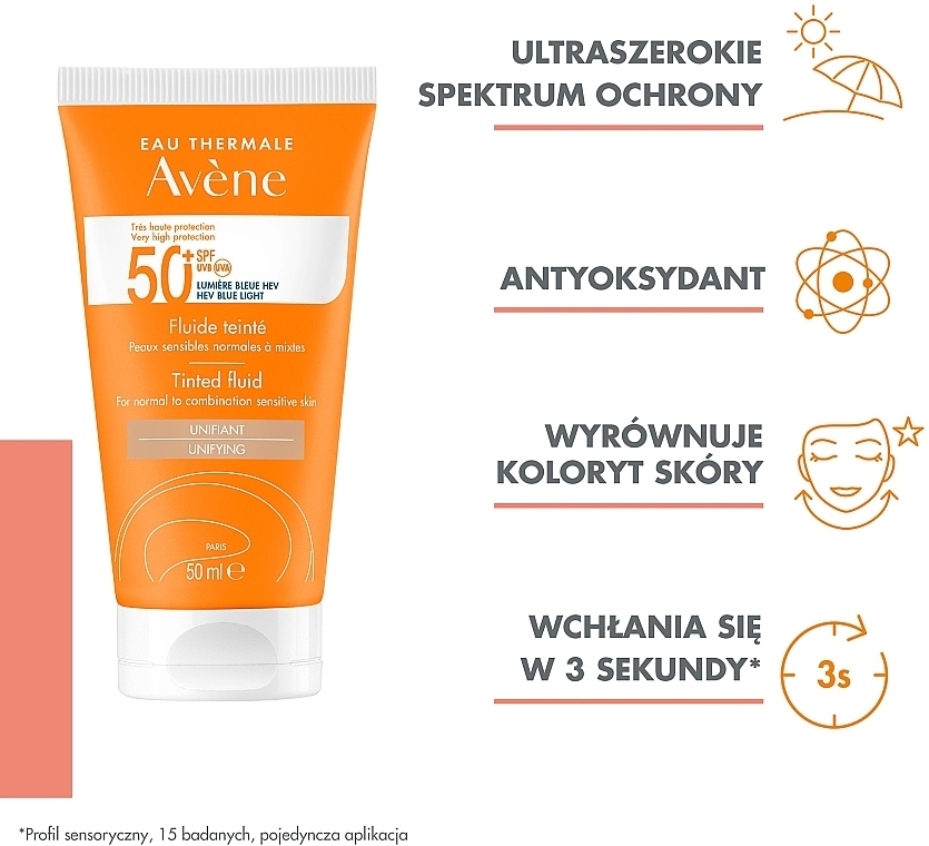 Przeciwsłoneczny fluid koloryzujący SPF 50+ - Avène Sun Care Tinted Fluid — Zdjęcie N5