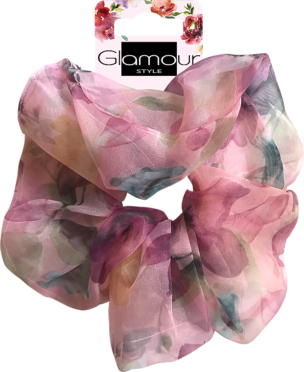 Gumka-scrunchie do włosów, 417615, różowa - Glamour — Zdjęcie N1