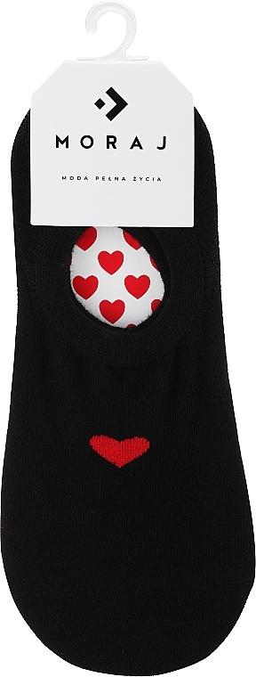 Skarpetki damskie ze wzorem w kształcie serca, 1 para, czarne - Moraj — Zdjęcie N1