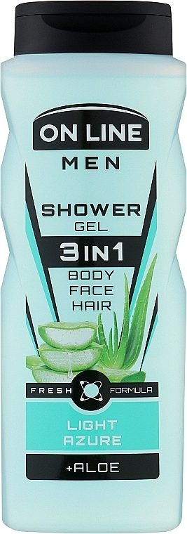 Żel pod prysznic dla mężczyzn 3 w 1 - On Line Men 3in1 Light Azure Shower Gel — Zdjęcie N1