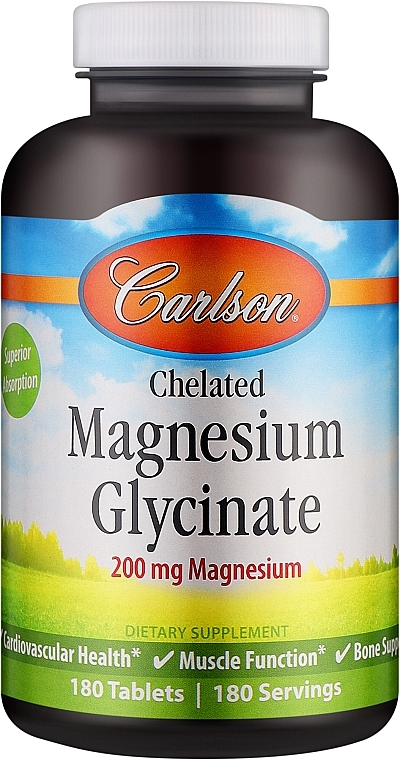 Suplement diety Magnez Chelatowany, 200 mg - Carlson Labs Chelated Magnesium — Zdjęcie N1