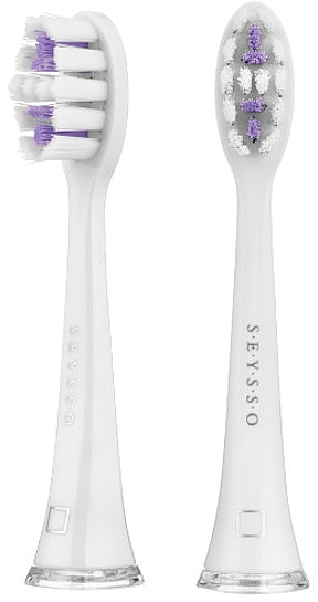 Wymienna główka szczoteczki do zębów, 2 szt. - SEYSSO Carbon Daily Brush Heads White — Zdjęcie N1