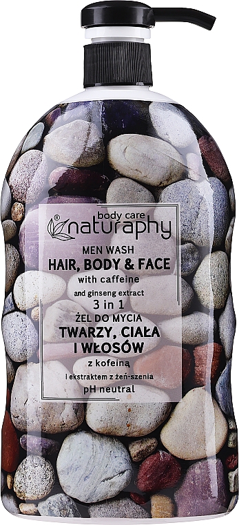 Żel do mycia twarzy, ciała i włosów dla mężczyzn - Naturaphy Hair, Body & Face Man Wash With Caffeine 3 in 1 — Zdjęcie N3