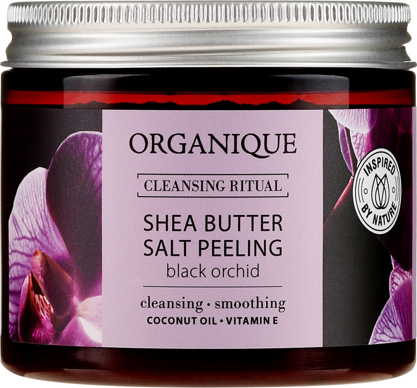 Peeling solny do ciała z masłem shea Czarna Orchidea - Organique Cleansing Ritual Shea Butter Salt Peeling Black Orchid — Zdjęcie N1
