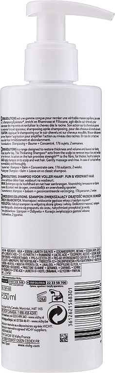 Szampon dodający objętości do włosów cienkich - Vichy Dercos Densi-Solutions Thickening Shampoo — Zdjęcie N3