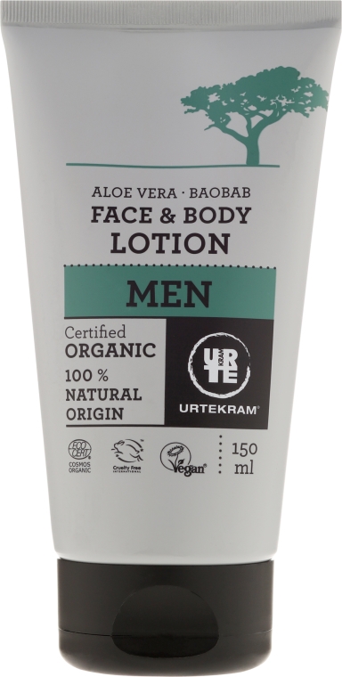 Organiczny balsam do twarzy i ciała dla mężczyzn Aloes i baobab - Urtekram Men Aloe Vera Baobab Face & Body Lotion