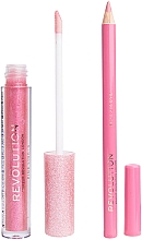Zestaw do makijażu ust - Makeup Revolution Shimmer Lip Kit Pink Lights (lip/gloss/3ml + lip/pencil/0,8g) — Zdjęcie N2