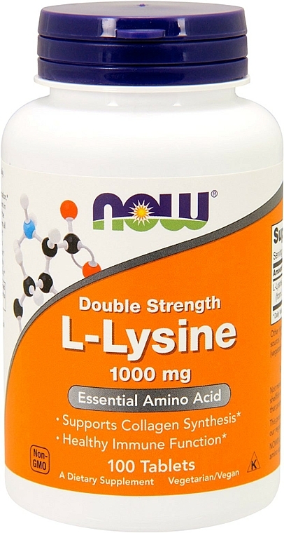 L-lizyna w tabletkach 1000 mg - Now Foods L-Lysine Tablets — Zdjęcie N1