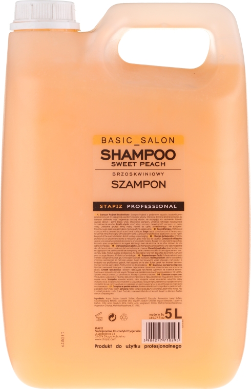 Brzoskwiniowy szampon do włosów - Stapiz Basic Salon Sweet Peach — Zdjęcie N3