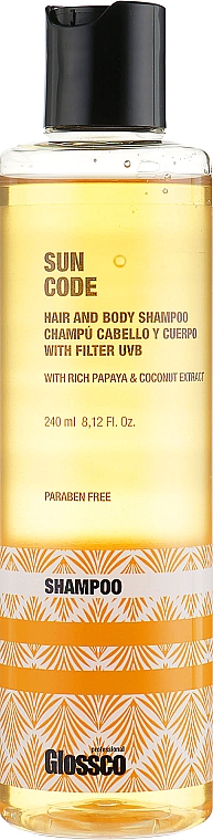 Szampon przeciwsłoneczny z filtrami UVB do włosów i ciała - Glossco Sun Code Shampoo — Zdjęcie N1