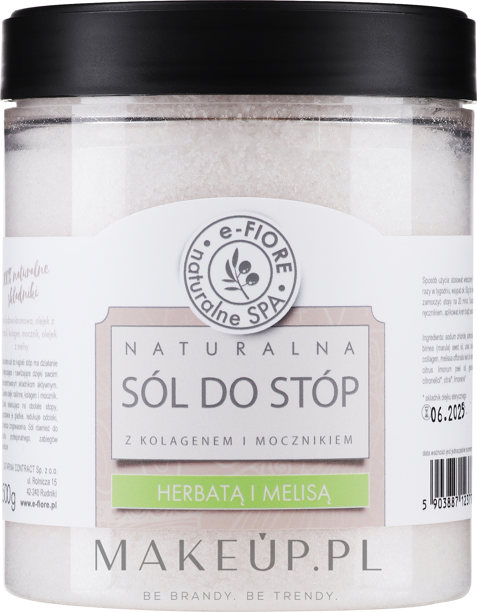 Naturalna sól do stóp Herbata z melisą - E-Fiore — Zdjęcie 500 g