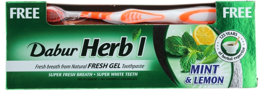 Zestaw "Mint & Lemon" - Dabur Herb`l (toothbrush + toothpaste 150 g) — Zdjęcie N1