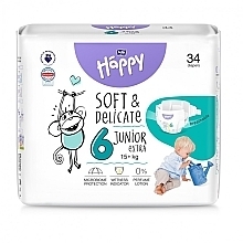 Kup Pieluchy dziecięce 15+ kg, rozmiar 6 Junior Extra, 34 sztuki - Bella Baby Happy Soft & Delicate