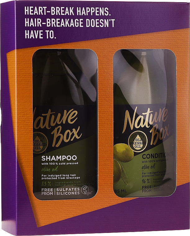 Zestaw - Nature Box Olive Oil Set (shmp 385 ml + cond 385 ml) — Zdjęcie N1