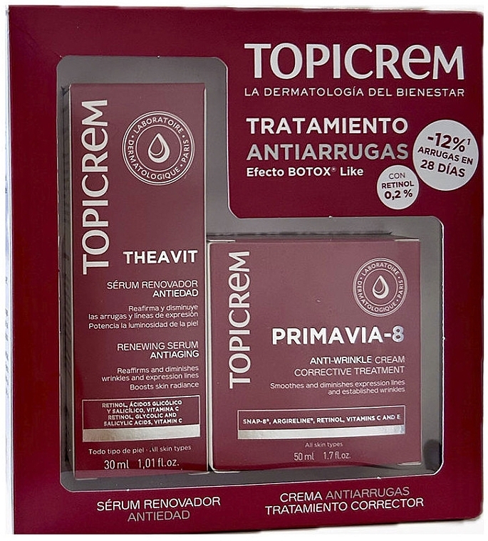 Zestaw - Topicrem AH Primavia-8 & Theavit (f/cr 50 ml + serum 30 ml) — Zdjęcie N1