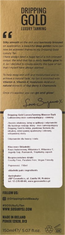 Luksusowy mus samoopalający do ciała - Sosu by SJ Dripping Gold Luxury Tanning Mousse — Zdjęcie N3