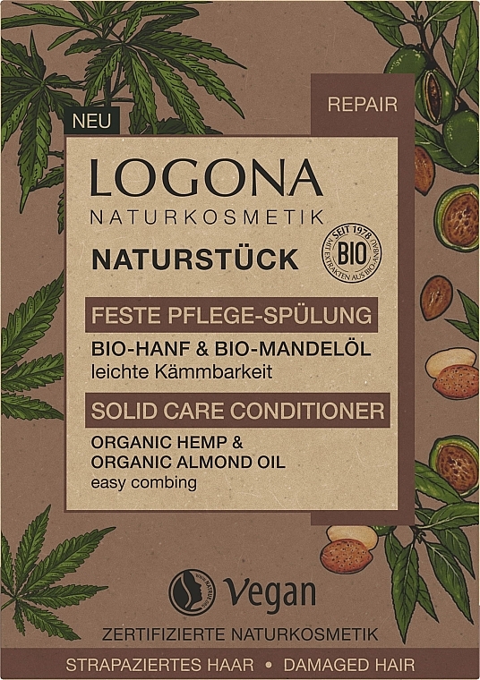Odżywka w kostce Olej konopny i migdałowy - Logona Organic Hemp & Organic Almond Oil Solid Care Conditioner — Zdjęcie N1
