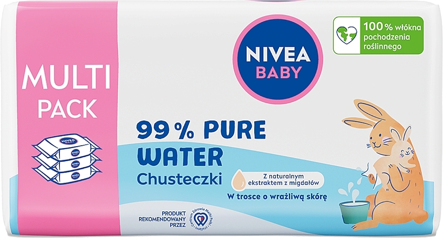 Chusteczki biodegradowalne Opakowanie Ekonomiczne 3 x 57 szt. - NIVEA BABY 99% Pure Water — Zdjęcie N1