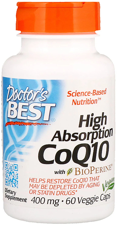 Koenzym Q10 o wysokiej absorpcji z Piperyną, 400 mg, Kapsułki roślinne - Doctor's Best — Zdjęcie N1