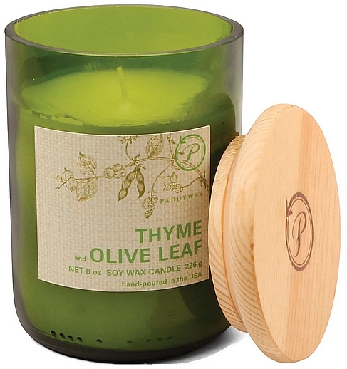 PRZECENA! Świeca zapachowa Tymianek i liść oliwny - Paddywax Eco Green Recycled Glass Candle Thyme + Olive Leaf * — Zdjęcie N1