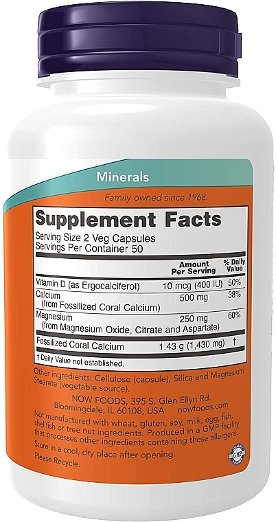 Wapń z magnezem w kapsułkach - Now Foods Coral Calcium Plus — фото N2