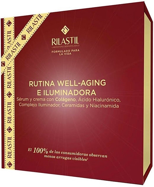 Zestaw - Rilastil Progression(+) Rutina Well-Aging E Iluminadora (serum/30ml + cream/40ml) — Zdjęcie N2