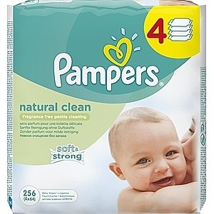 Chusteczki dla niemowląt, 4 x 64 szt. - Pampers Natural Clean Wipes — Zdjęcie N1