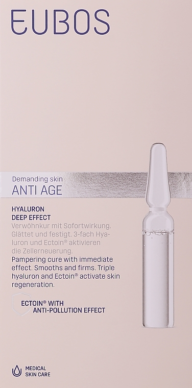 Przeciwstarzeniowe ampułki do twarzy z hialuronem - Eubos Med Anti Age Hyaluron Deep Effect — Zdjęcie N1