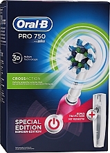 Zestaw - Oral-B Pro 750 Cross Action White Pink (toothbrush/1pc + case/1pc) — Zdjęcie N1