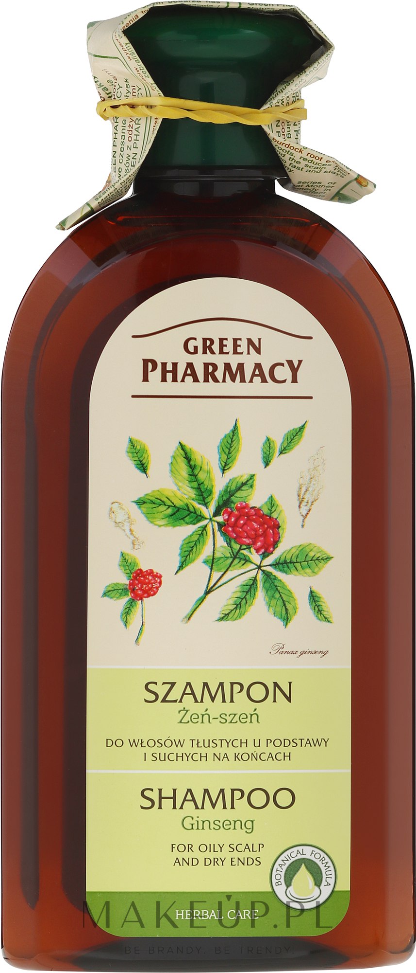 Szampon do włosów tłustych u podstawy i suchych na końcach Żeń-szeń - Green Pharmacy — Zdjęcie 350 ml