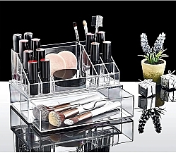 PRZECENA! Organizer na kosmetyki z szufladą 22,5 x 12,5 x 13,8 cm, przezroczysty - BoxUp * — Zdjęcie N3