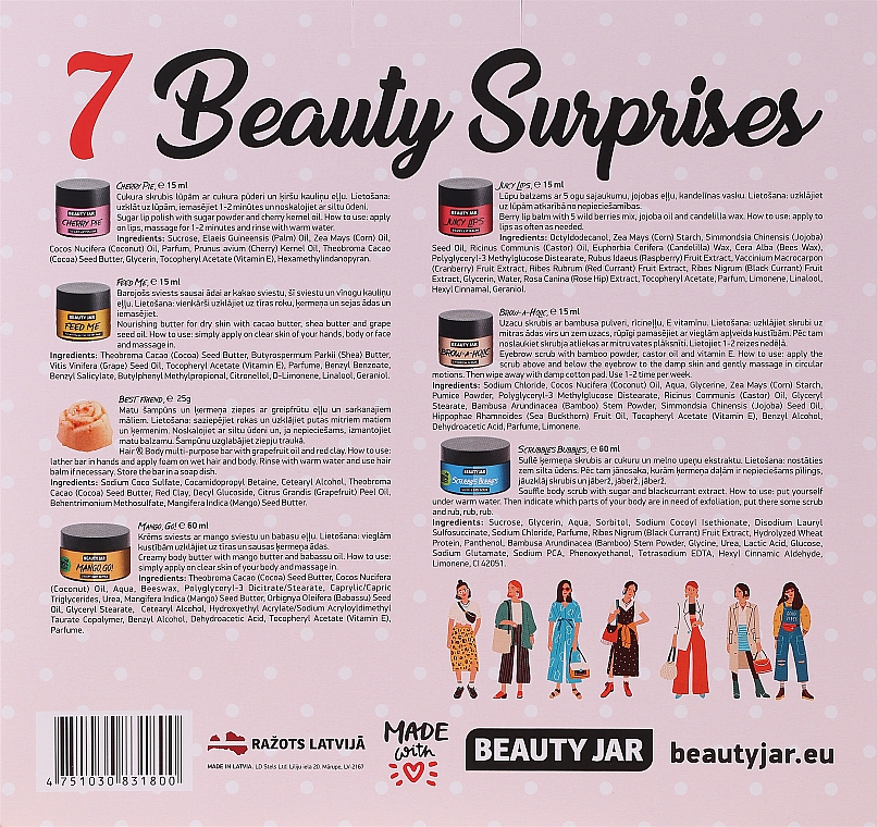 Zestaw - Beauty Jar 7 Beauty Surprises (b/scr 60 ml + b/cr 60 ml + scr 15 ml + b/butter 15 ml + soap 25 g + scr 15 ml + l/balm 15 ml) — Zdjęcie N2