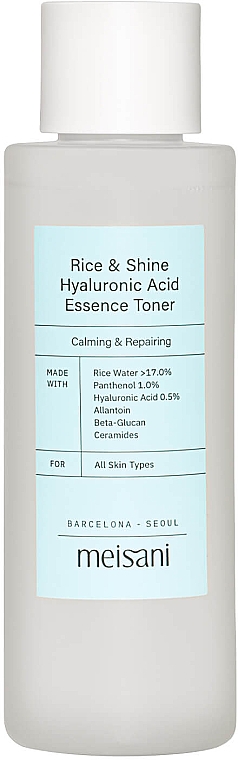 Nawilżająca esencja tonizująca do każdego typu cery - Meisani Rice & Shine Hyaluronic Acid Essence Toner — Zdjęcie N1