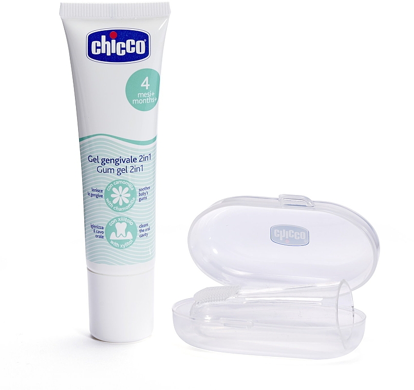 Zestaw - Chicco (teeth gel/30ml + finger brush/1pc) — Zdjęcie N1