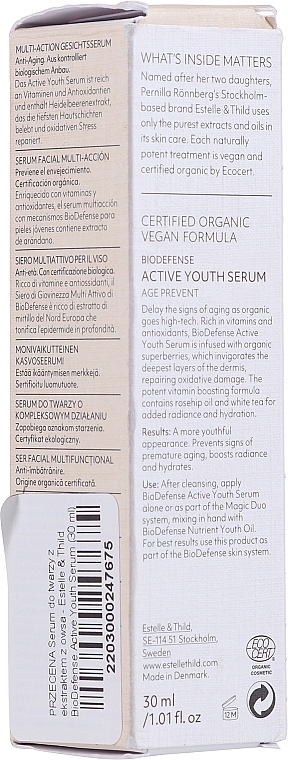 PRZECENA! Serum do twarzy z ekstraktem z owsa - Estelle & Thild BioDefense Active Youth Serum * — Zdjęcie N2