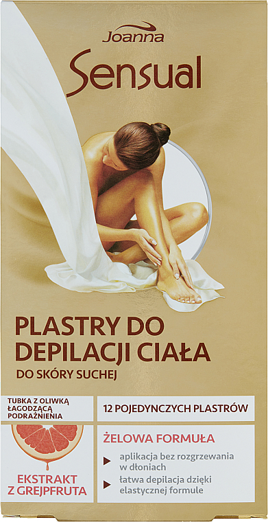 Plastry z woskiem do depilacji ciała z ekstraktem z grejpfruta - Joanna Sensual Gel Wax Body Strips
