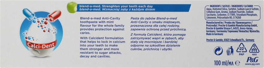 Familijna pasta przeciwpróchnicza do zębów - Blend-a-med Anti-Cavity Family Protect Toothpaste — Zdjęcie N3