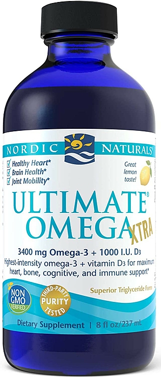 Suplement diety w płynie, Omega extra + Witamina D, 3500 mg - Nordic Naturals Ultimate Omega Xtra Lemon — Zdjęcie N1