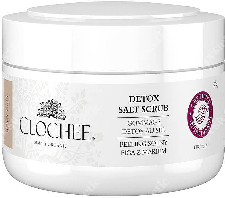 PRZECENA! Solny peeling do ciała Figa i mak - Clochee Organic Detox Salt Scrub * — Zdjęcie N1