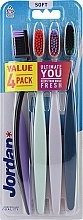 Kup Miękka szczoteczka do zębów, 4 szt., czarno-fioletowa+miętowa+liliowa+niebieska - Jordan Ultimate You Soft Toothbrush