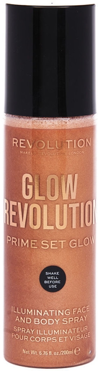 Rozświetlacz w sprayu do twarzy i ciała - Makeup Revolution Glow Revolution Prime Set Glow