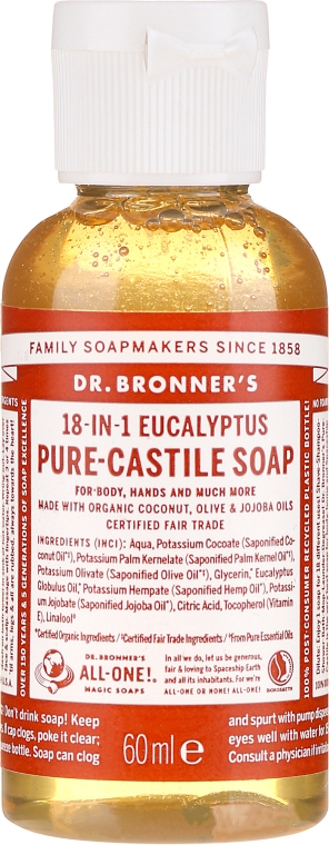 Mydło w płynie Eukaliptus - Dr Bronner’s 18-in-1 Pure Castile Soap Eucalyptus