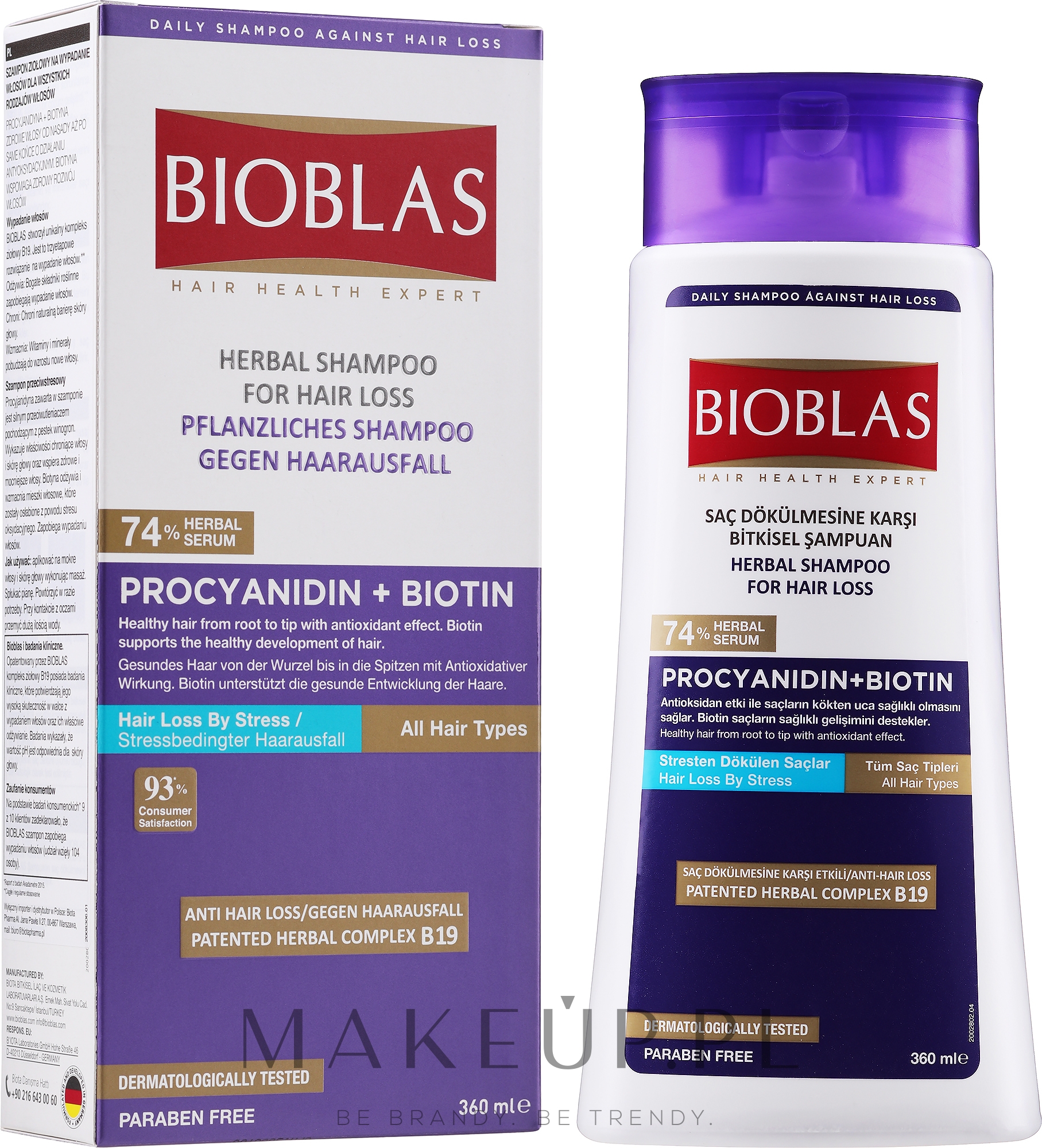 Szampon przeciw okresowemu i ciężkiemu wypadaniu włosów - Bioblas Procyanidin Anti Stress Shampoo — Zdjęcie 360 ml