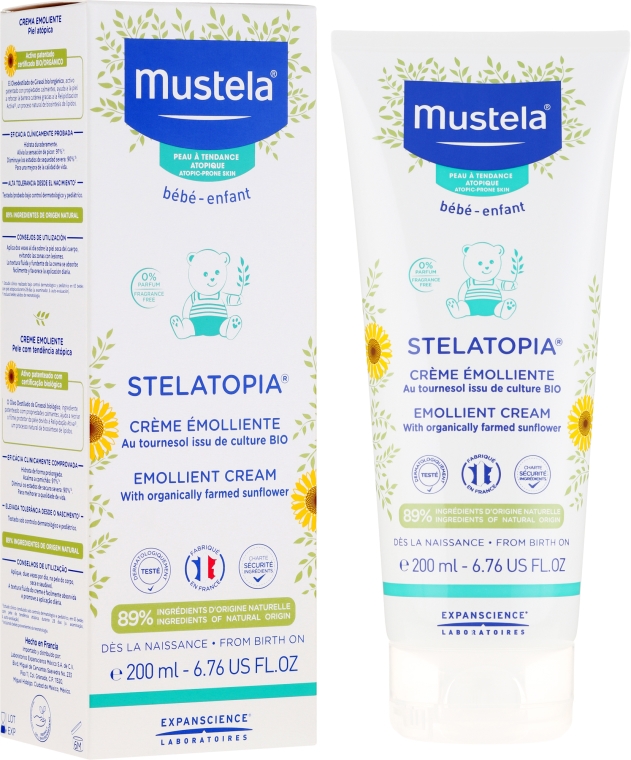 Emolientowy krem dla dzieci do skóry suchej i z atopowym zapaleniem - Mustela Bébé Stelatopia Emollient Cream With Sunflower