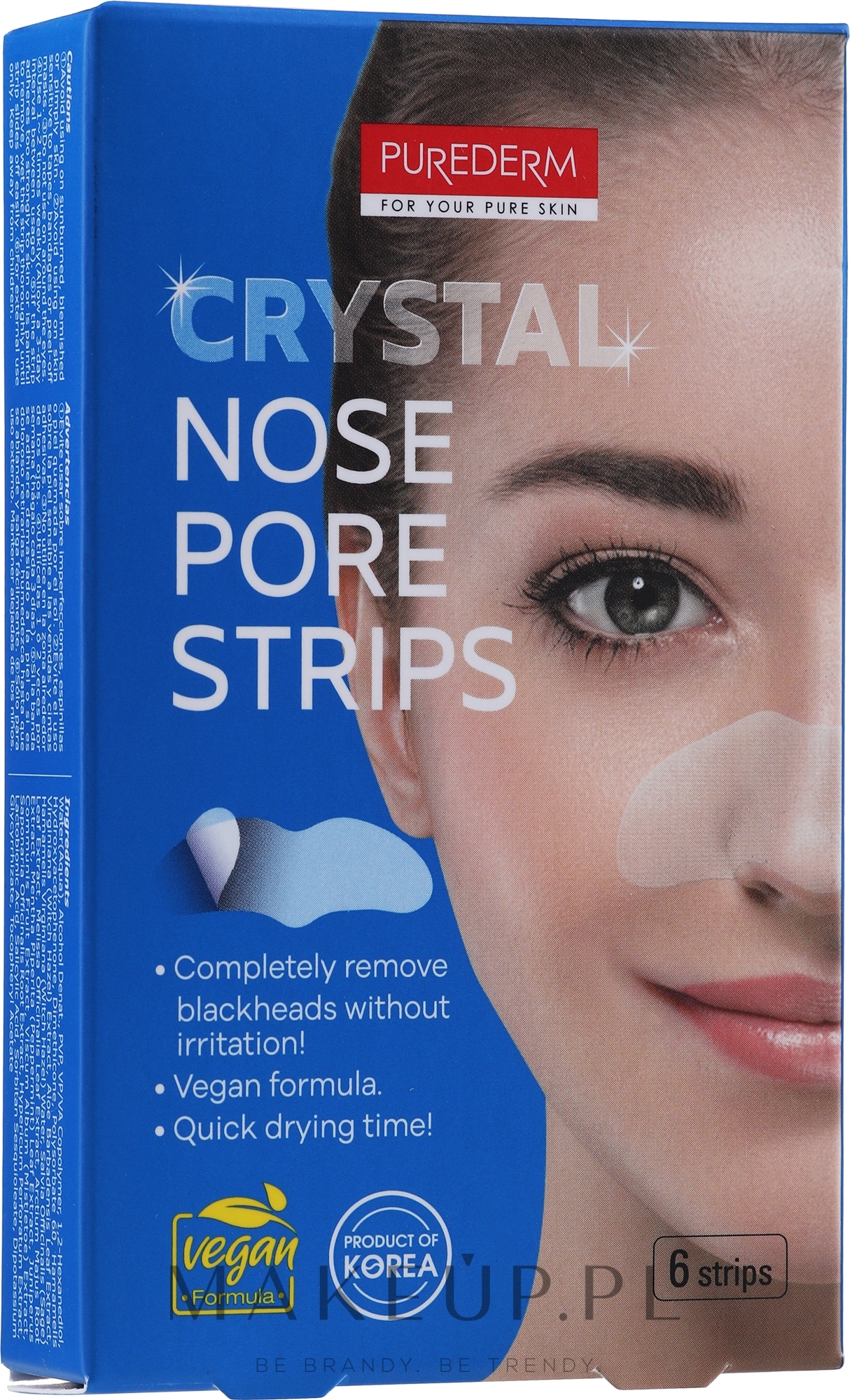 Oczyszczające plastry na nos bez parabenów - Purederm Nose Pore Strips — Zdjęcie 6 szt.