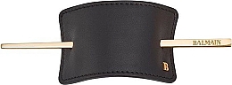 Skórzana spinka do włosów - Balmain Paris Hair Couture Black Leather Barrette — Zdjęcie N1