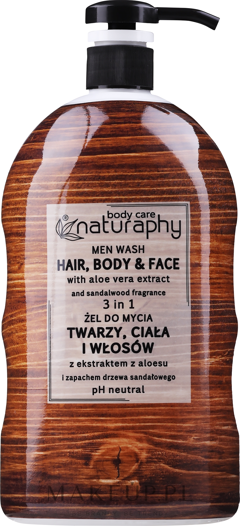 Żel do mycia twarzy, ciała i włosów dla mężczyzn z aloesem - Naturaphy Men  — Zdjęcie 1000 ml